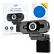 Pacchetto webcam PNI CW2860 Full HD 4MP, USB, clip-on, microfono integrato e cuscinetto adesivo blu inclusi.