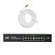 Pacchetto switch PNI SW016, 16 x 10/100/1000 Mbps, Gigabit, custodia in metallo e cavo patch CAT8 da 3 m PNI U8030W