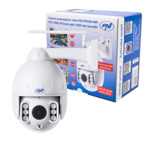 Telecamera di videosorveglianza PNI IP652W WiFi PTZ 1080p 2MP 5X Zoom ottico H265 slot microSD Visione notturna 50m IP66 Allarme det.