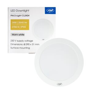 Plafoniera LED PNI D-Light CL2424 24W, rotonda, 2700K, alimentazione 230V, 2640 lm, bianco caldo, diametro 29 cm