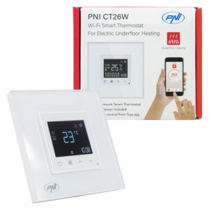 Termostato intelligente WiFi PNI CT26W per riscaldamento elettrico a pavimento o gruppo di pompaggio, sensore a pavimento incluso, 10 A, m