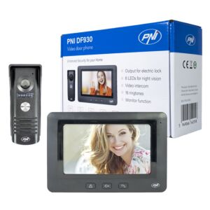 Videocitofono PNI DF930 con 1 monitor, schermo LCD da 7 pollici, 800x480, uscita elettromagnetica Yala, nero