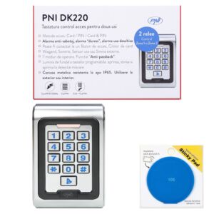 Pacchetto tastiera per controllo accessi PNI DK220, unità autonoma con tampone adesivo blu incluso.