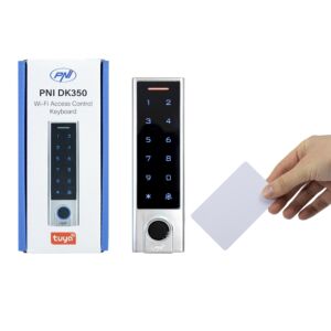 Tastiera di controllo accesso PNI DK350 con Wi-Fi Tuya App e 10 schede EMC-01 RFID 125 KHz