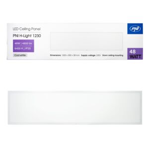 Pannello LED PNI H-Light 1230 48W, 1200x300mm, 4800lm, 6400K, interno, da incasso