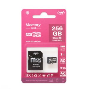 Scheda di memoria MicroSD PNI da 256 GB con adattatore SD