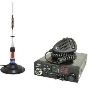 Stazione radio CB PNI ESCORT HP 8024 ASQ, 12-24 V, 40 canali, 4W + antenna CB PNI ML70 con magnete