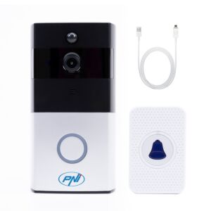 Pacchetto videocitofono intelligente PNI SafeHome PT710B con WiFi HD, P2P e cavo da USB 2.0 a Micro USB da 1 m