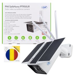 Pacchetto telecamera di videosorveglianza PNI SafeHome PT950LR 1080P 2MP e bandierina adesiva in regalo