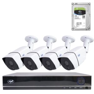 Pacchetto kit videosorveglianza Full HD AHD PNI House PTZ1300 - NVR e 4 telecamere esterne 2MP full HD 1080P con HDD 1Tb incl