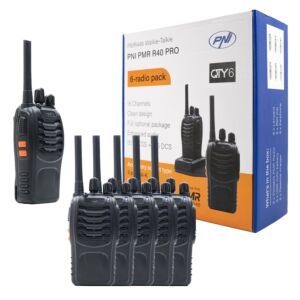 Kit di 6 stazioni radio portatili PNI PMR R40 PRO batterie, caricabatterie e auricolari inclusi