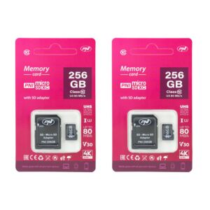 Pacchetto di memory card microSD PNI da 256GB con adattatore SD Classe 10, 80 Mb/s, V30