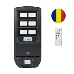 Kit di illuminazione stradale PNI SL220 da 200W con pannello solare integrato e bandierina adesiva in omaggio.