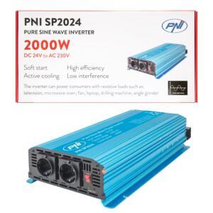 Inverter di tensione PNI SP2024 alimentatore 24V uscita 230V onda sinusoidale pura 2000W