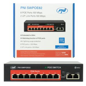 Switch POE PNI SWPOE82 con 8 porte POE