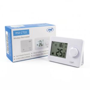 Termostato wireless PNI CT61S per impianti di riscaldamento, display illuminato, programmi giornalieri