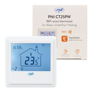 Termostato intelligente integrato PNI CT25PW WiFi, controllo internet, riscaldamento dell'acqua a pavimento, attuatori, albero