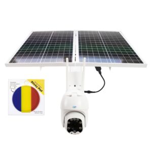 Pacchetto di telecamere di sorveglianza video PTZ live PNI IP60 con pannello solare, 2MP, GSM 4G e bandiera Sticky Pad