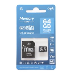 Scheda di memoria MicroSD PNI da 64 GB con adattatore SD