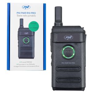 Stazione radio portatile PNI PMR R10 PRO, senza caricabatterie, 446 MHz, 0,5 W, 16 canali programmabili, 16 toni PMR e 50 toni CTCSS.