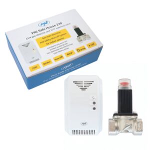 Kit di sensore gas PNI Safe House 230 3/4 pollici e valvola solenoide, allarme udibile e luminoso