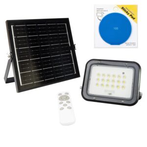 Kit riflettore LED PNI GreenHouse WS50 PRO da 50W con pannello solare da 6W e cuscinetto adesivo blu incluso.