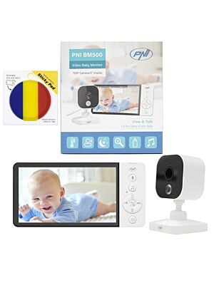 Pacchetto video Baby Monitor PNI BM500 Schermo wireless da 5 pollici 2.4GHz e bandiera per sticky pad