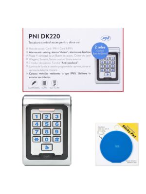 Pacchetto tastiera per controllo accessi PNI DK220, unità autonoma con tampone adesivo blu incluso.