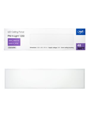 Pannello LED PNI H-Light 1230 48W, 1200x300mm, 4800lm, 6400K, interno, da incasso