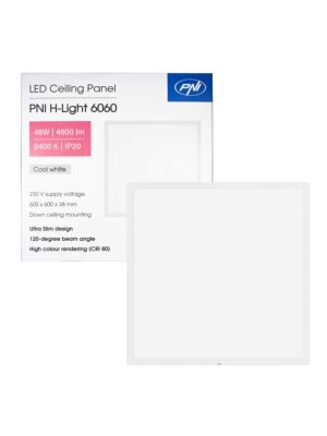 PNI H-Light 6060 48W Pannello LED, 600x600mm, 4800lm, 6400K, interno, incasso
