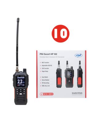 Scatola con 10 pezzi di stazione radio CB portatile PNI Escort HP 102