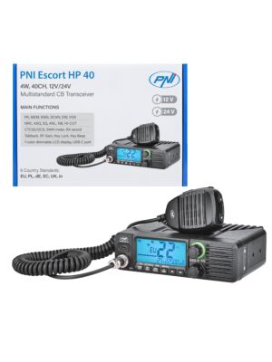 Stazione radio CB PNI Escort HP 40 multistandard, 4 W, AM, FM, 12 V, ASQ, guadagno RF 12-24 V