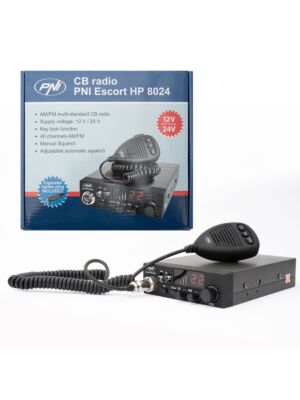 Stazione radio CB PNI HP 8024 scorta con ASQ regolabile e alimentazione 12V-24V