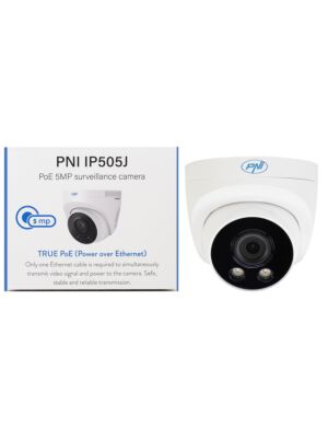 Telecamera per videosorveglianza PNI IP505J POE, 5MP, cupola, 2,8mm, per uso esterno, bianca