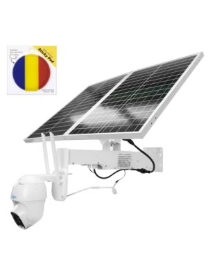 Pacchetto di telecamere di sorveglianza video PTZ live PNI IP60 con pannello solare, 2MP, GSM 4G e bandiera Sticky Pad