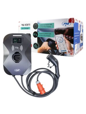 Stazione di ricarica PNI KW11, 16A, 11KW, per auto elettriche, 85V - 415V, trifase, cavo tipo 2 e connettore a 7 poli