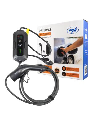 Caricabatterie portatile PNI KW3, 16A, 3,5KW, per auto elettriche, 230V, monofase, cavo tipo 2 e connettore IEC62 a 5 pin