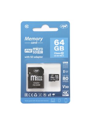 Scheda di memoria MicroSD PNI da 64 GB con adattatore SD Classe 10