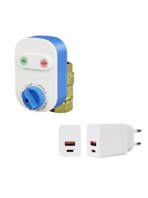 Pacchetto comprende la valvola idrica intelligente PNI SV160 e l'alimentatore PNI CHG300.