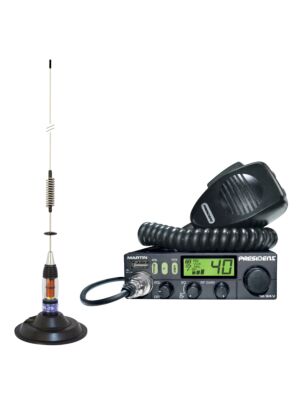 Kit Radio CB President MARTIN ASC + Antenna CB PNI ML70, lunghezza 70 cm, 26-30 MHz, 200 W