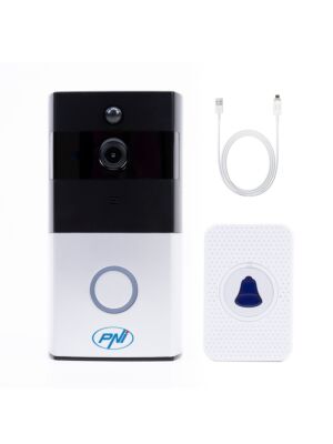 Pacchetto videocitofono intelligente PNI SafeHome PT710B con WiFi HD, P2P e cavo da USB 2.0 a Micro USB da 1 m