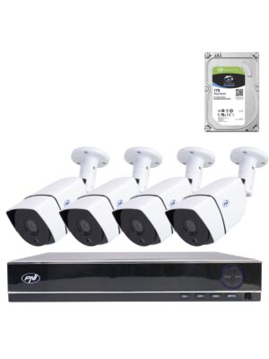 Pacchetto kit videosorveglianza Full HD AHD PNI House PTZ1300 - NVR e 4 telecamere esterne 2MP full HD 1080P con HDD 1Tb incl