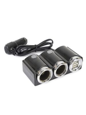 Presa Accendisigari Auto Splitter 1 A 3 Vie, Con Interruttori Singoli E Indicatori LED, Fusibile 15A, 120W, Cavo 15cm. Adattatore 12-24V Per Molteplici Dispositivi.