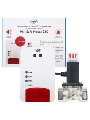 Kit PNI Safe House Dual Gas 250 con sensore di monossido di carbonio (CO), gas naturale ed elettrovalvola