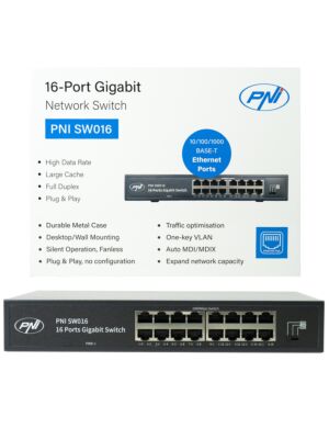 Switch PNI SW016, 16 x 10/100/1000 Mbps, Gigabit, custodia in metallo