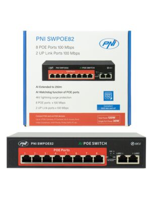 Switch POE PNI SWPOE82 con 8 porte POE