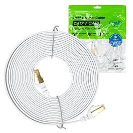 PNI Cavo Di Rete Piatto CAT7 S/STP 3m Bianco – RJ45 10 Gbps 600 MHz, 32AWG, 4 Coppie In Rame, Schermato, Ideale Per Casa E Ufficio