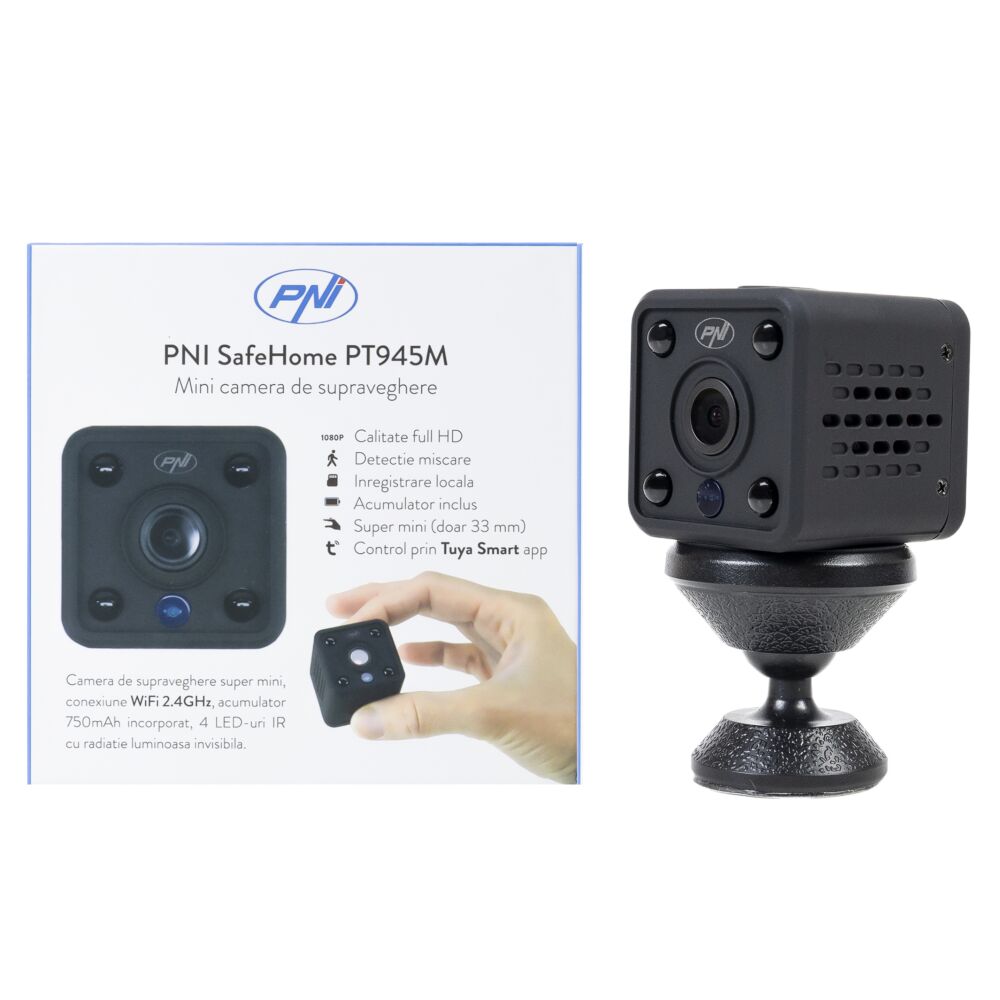 Mini telecamera di sorveglianza PNI SafeHome PT945M 1080P WiFi, controllo  tramite Tuya Smart, integrazione in scenari e automazione intelligente con  altri prodotti compatibili con Tuya