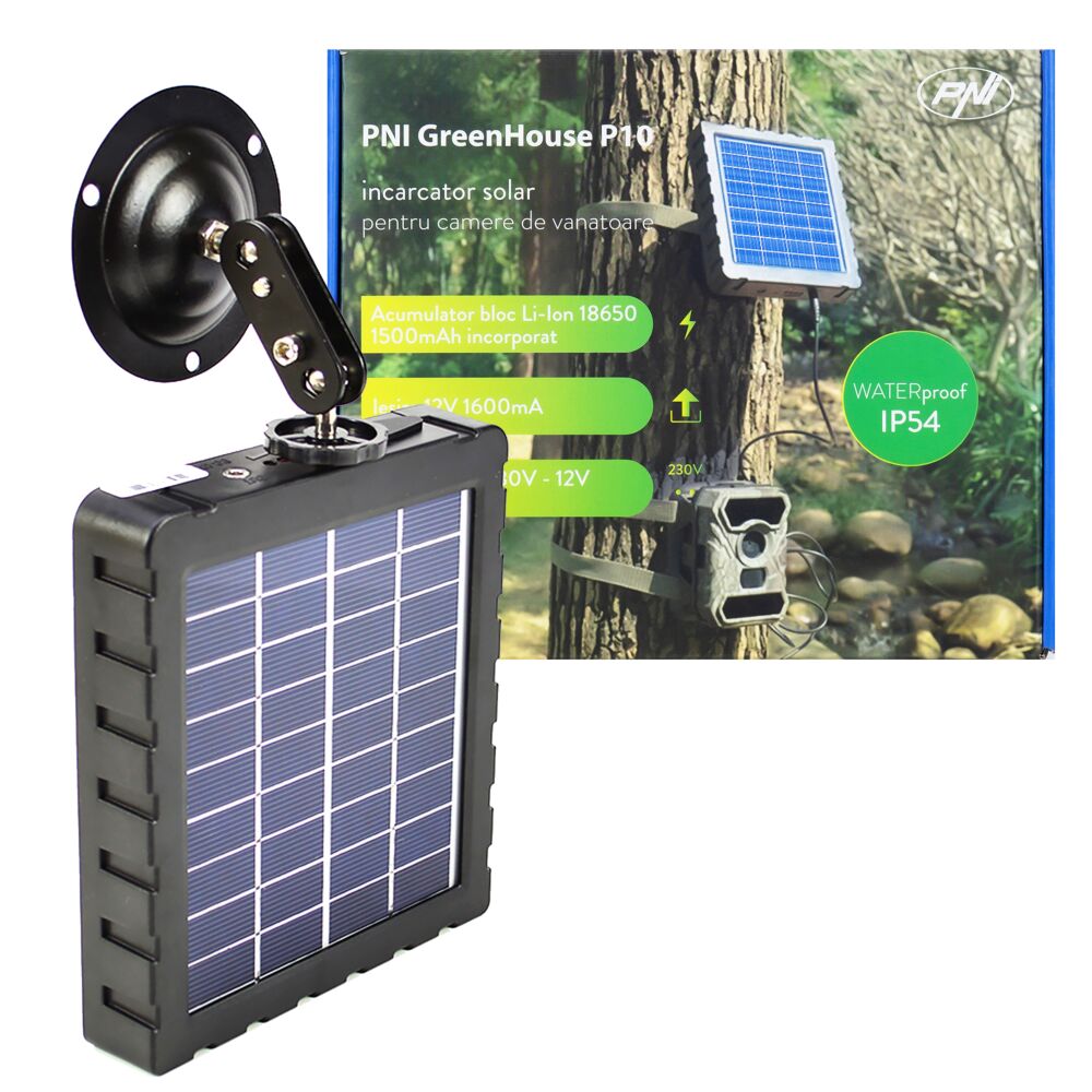 Caricatore solare PNI GreenHouse P10 1500 mAh per telecamere da caccia